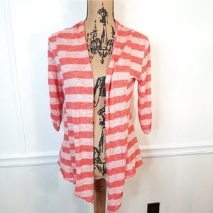 🧡 Coral & Peach Striped Cardigan · Size M